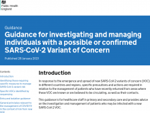 Guidance for investigating and managing individuals with a possible or confirmed SARS-CoV-2 Variant of Concern